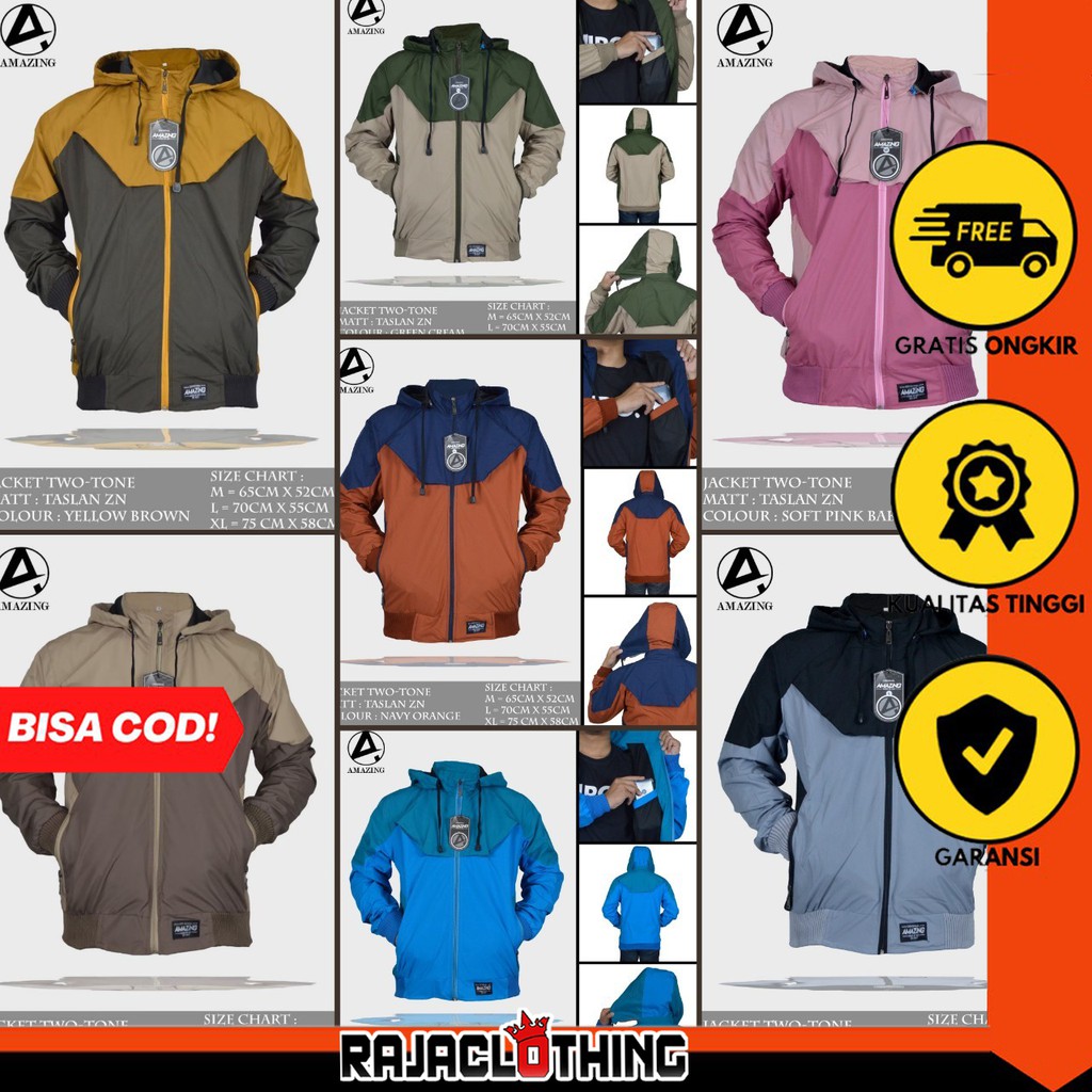 RCL - JAKET TWO TONE AMAZING - JAKET SWEATER PRIA - JAKET COWOK TASLAN M.L.XL