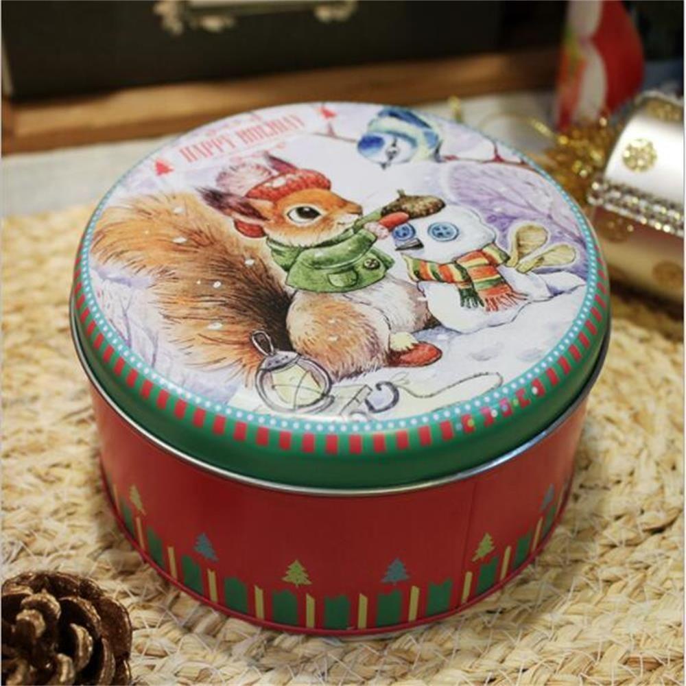 R-flower Christmas Tin Gift Box Dekorasi Natal Tinplate Kotak Hadiah Motif Rusa Untuk Cookies Candy Cookie Box