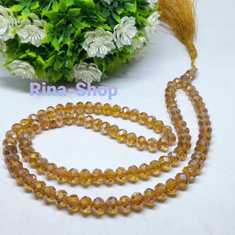 TASBIH BATU KRISTAL BENING BERKILAU 99BUTIR/TASBIH KRISTAL