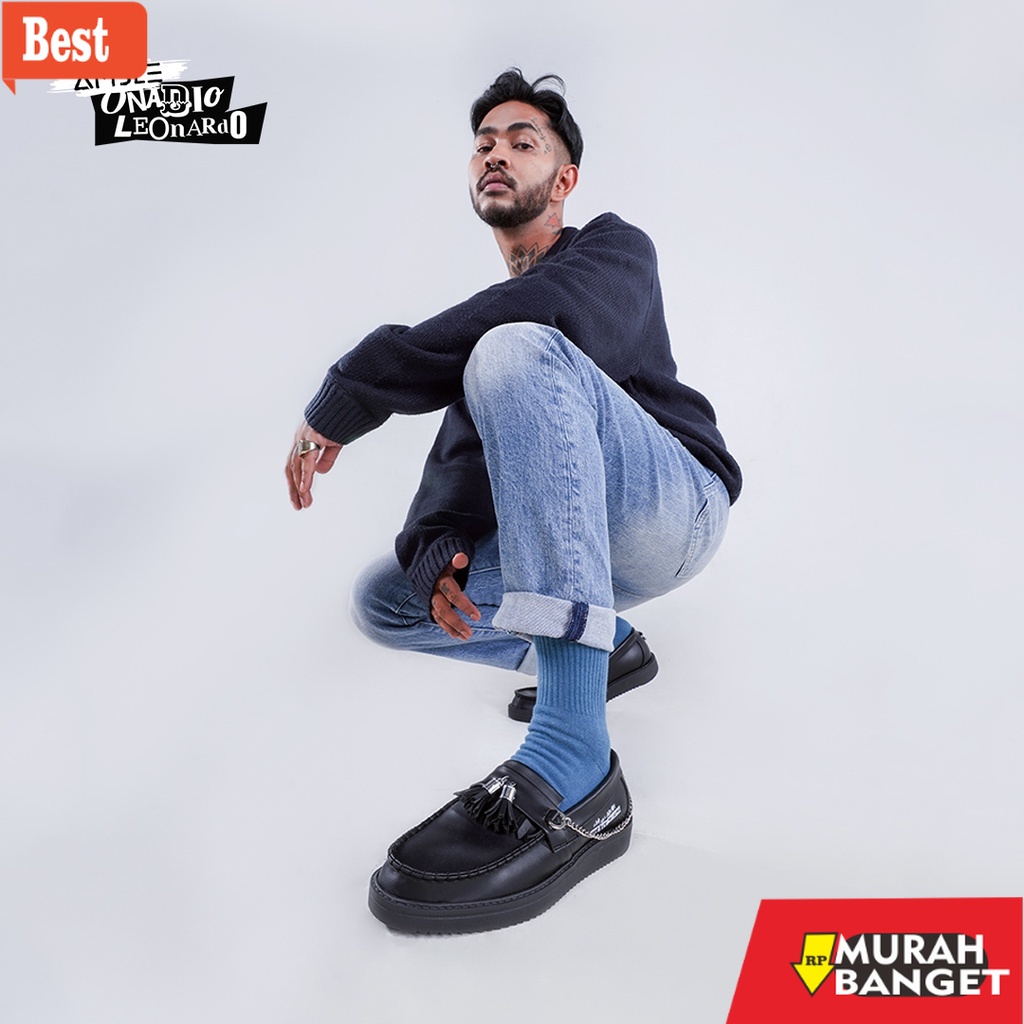 Sepatu kerja model baru- AMBLE - Sepatu Pria - Jasper Lite Vegan Black x Onadio Leonardo - Slip On -