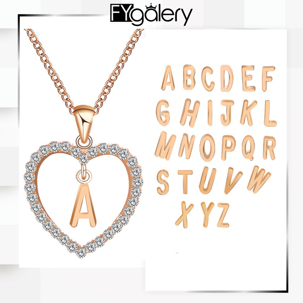 FYGALERY ACC148 KALUNG RANTAI LIONTIN HURUF MOTIF LOVE A T FASHION