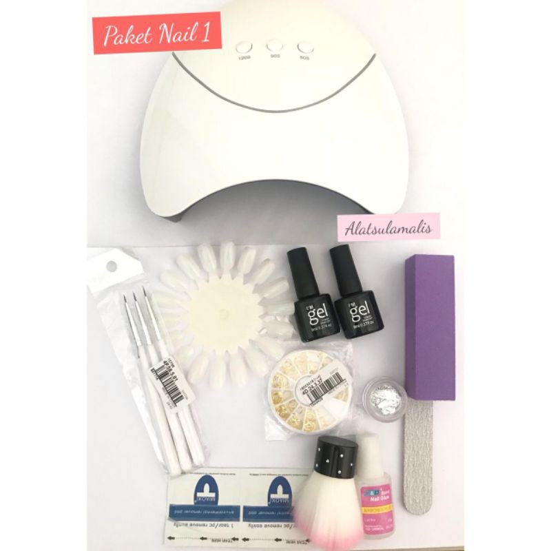 PAKET NAIL ART SET/ PAKET PEDICURE MANICURE DENGAN UV lengkap