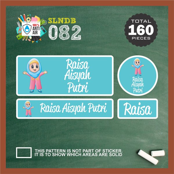 

SLNDB-082 stiker label nama anak sticker anti air waterproof murah princess buku botol minum