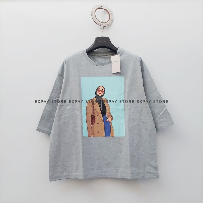 OVERSIZE TUBLR TEE Lengan 3/4/Loose Top Hijab ORI LUMEIRE KHUSUS ABU