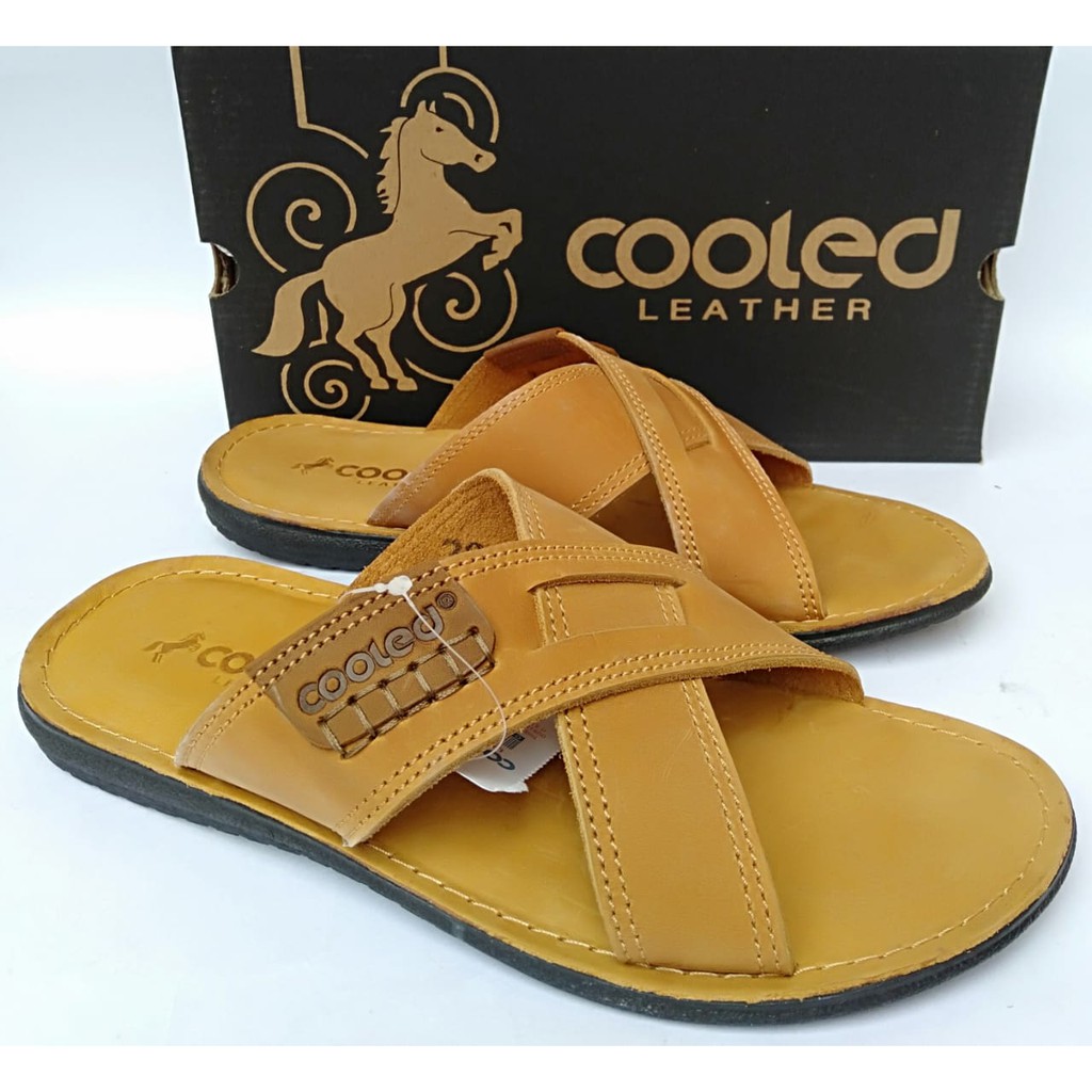 sandal pria casual kasual kekinian kulit sapi asli original murah keren berkualitas dewasa slide B14