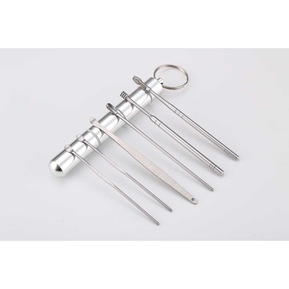 Set Pembersih Telinga Korek Kuping Ear Spoon Tool 6PCS / Korek Kuping Spiral Stainless Steel Besi Panjang Set Ear Pick Anti Karat Tebal Kecil / Kurek Korokan Korek Kuping Dewasa Anak / Alat Pembersih Kotoran Kuret Telinga Kering Basah Murah Original