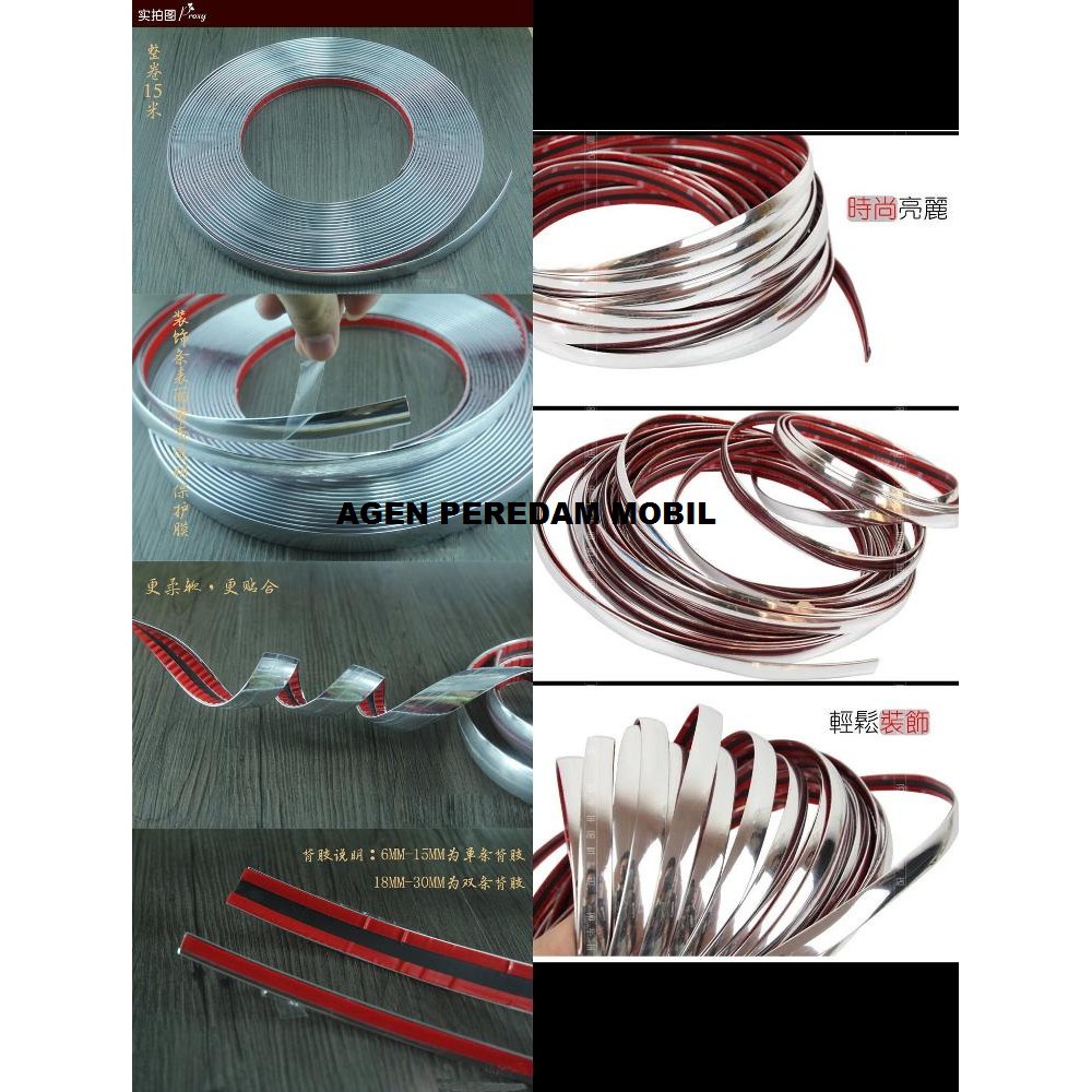 List Chrome Mobil Lebar 12 mm x Panjang 15 mtr