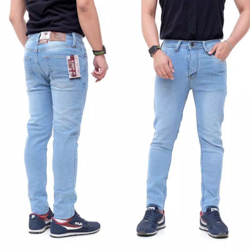 Celana jeans pria panjang pensil slimfit