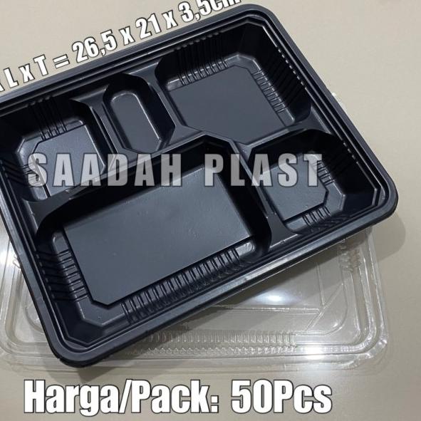 ➷ (ISI 50) Mika Bento 5 Sekat Besar / Tray Bento / Box Nasi Kotak Makan ☻