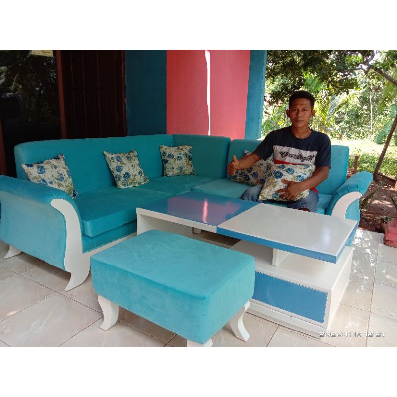 kursi tamu sofa sudut minimalis mebel Jepara