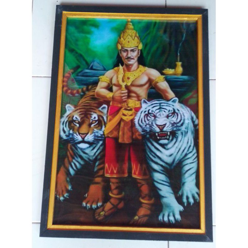 lukisan cetak prabu siliwangi + bingkai 45×65cm