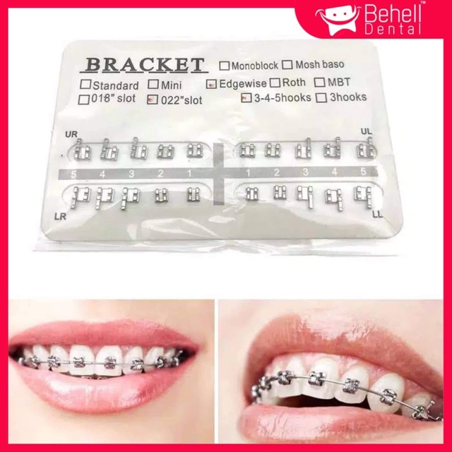 BRACKET BEHEL PERBAIKAN GIGI AMPLOP PUTIH HIGH QUALITY 345 HOOK EDGEWISE MBT //Kawat Gigi Dental Orthodontic Tanpa Kait Pinggir Tipe 3-4-5 Hook . 3 . No hook