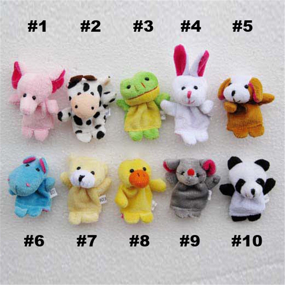 10Pcs / Pack Boneka Puppet Jari Bentuk Binatang Bahan Plush untuk Edukasi