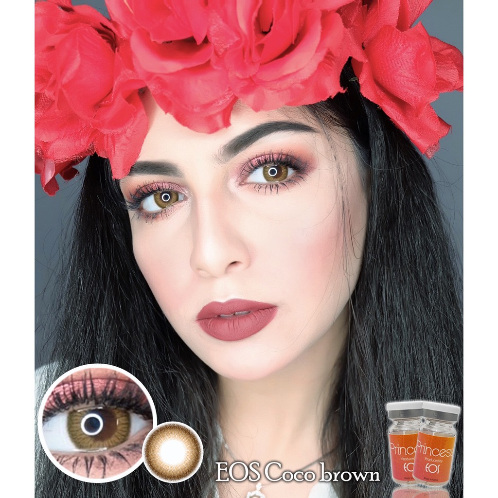 Softlens EOS Coco - Soflens Warna Gray Brown Blue bisa Minus