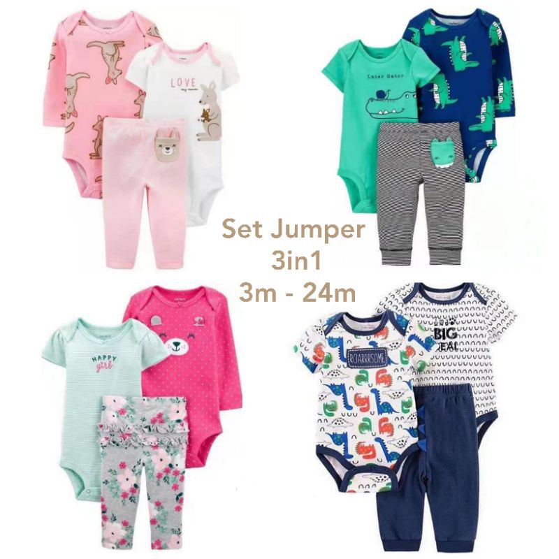 3in1 Set Jumper Carter Catell Love &amp; Celana Panjang Bayi