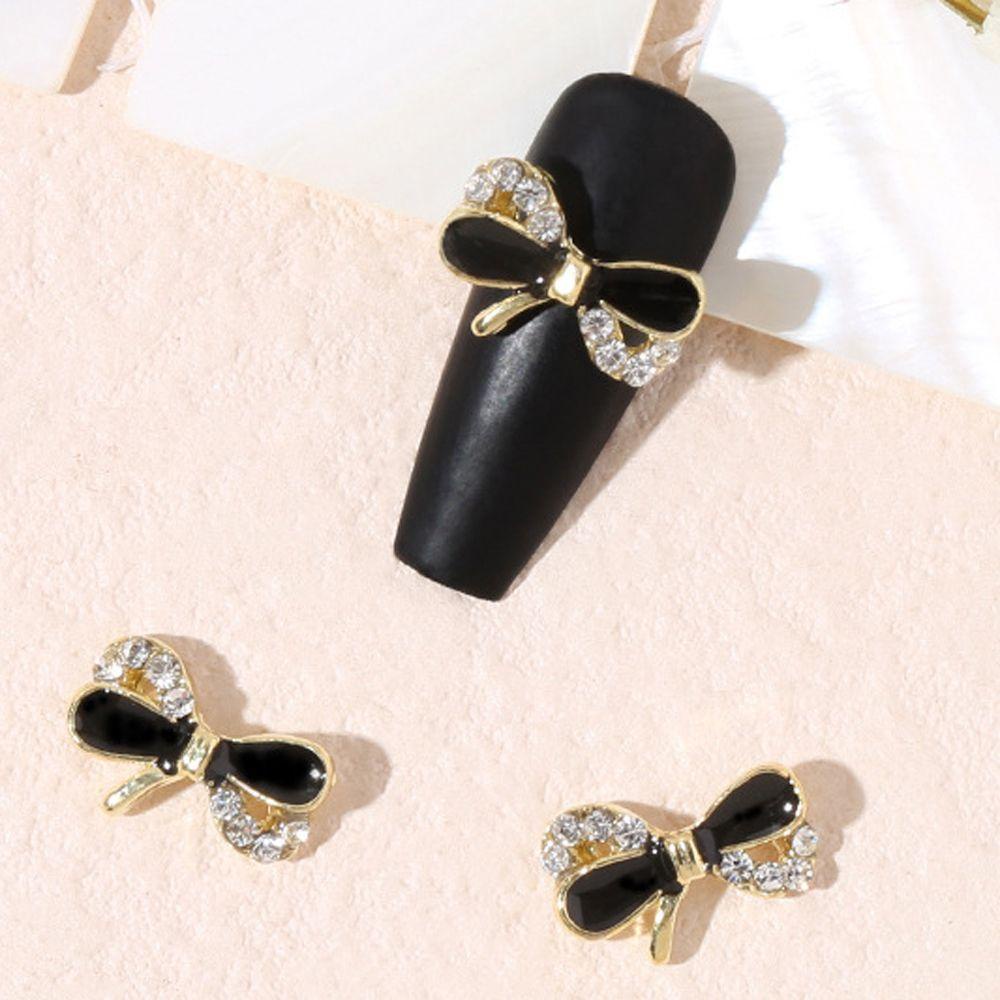Mxbeauty Ikatan Simpul Dekorasi Nail Art Korea Putih Hitam Fashion Manicure Aksesoris Ikatan Simpul Nail Drill