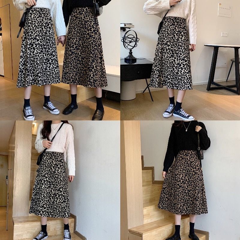 Rok Macan Leopard Panjang / Rok A-line Bahan Woolpeach kualitas ok / Rok leopard panjang / flare ski