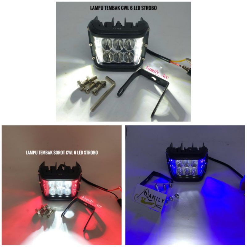 Lampu Tembak CWL 6 LED Sorot Jumbo Motor dan Mobil Universal