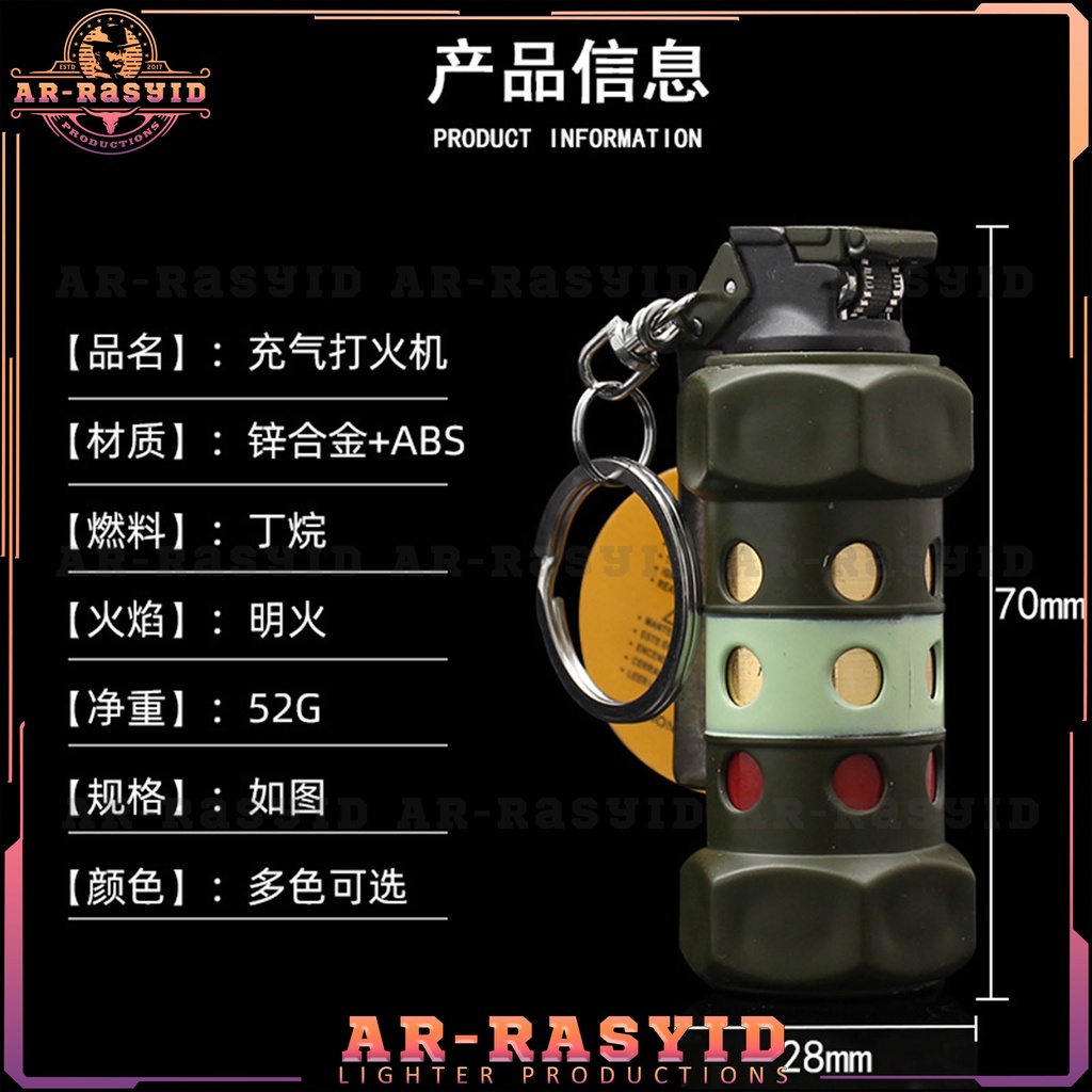 Korek Api Roda Api Gas Gantungan Kunci Granat 825 Zhong Long