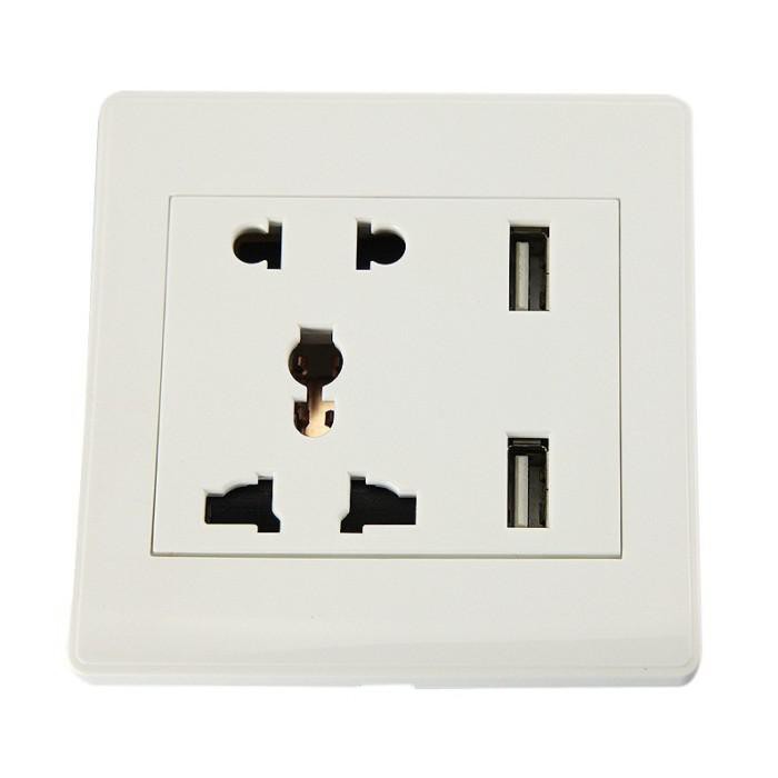 

PROMO - Taffware Stop Kontak Universal UK EU US & 2 USB Port - ATH1 - White