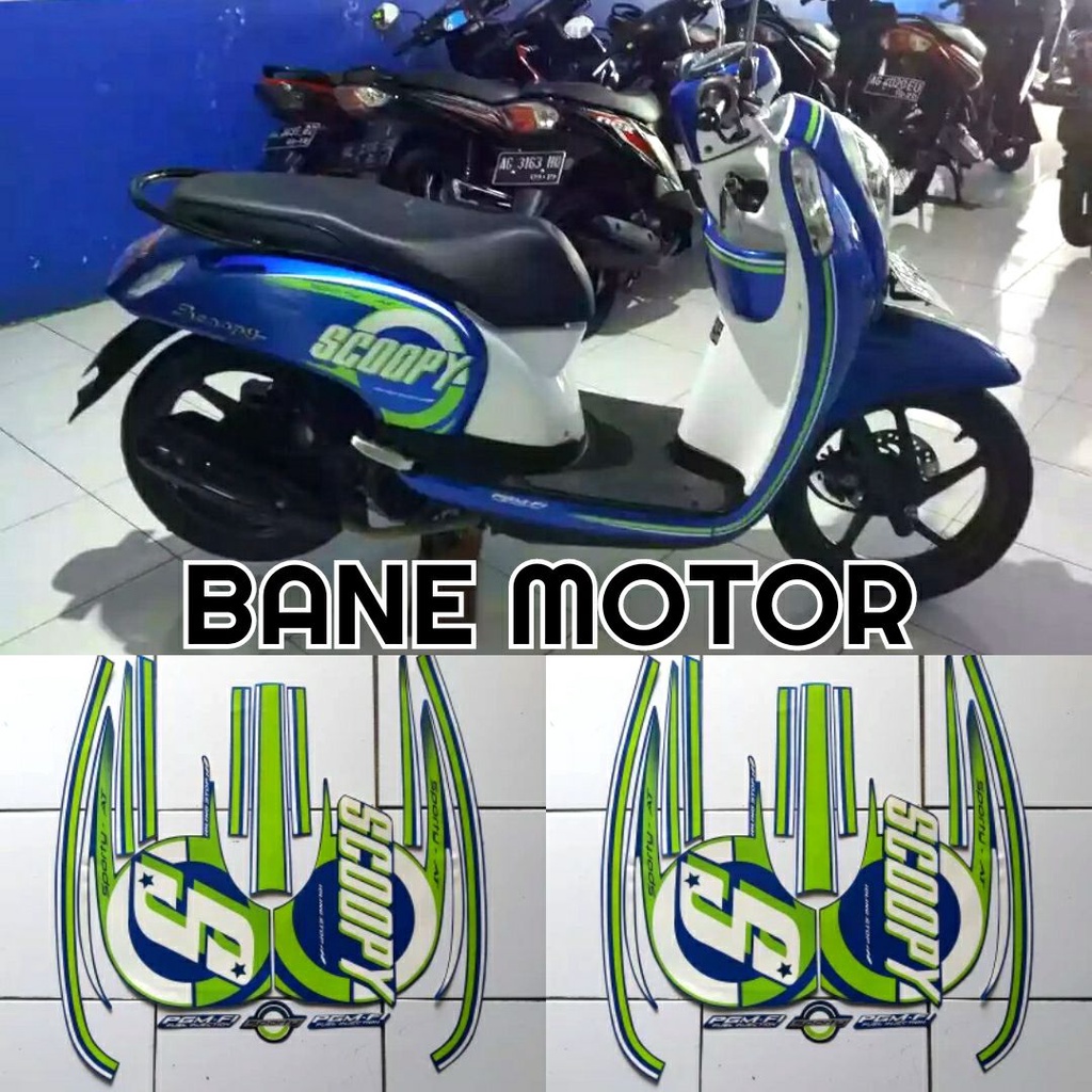 stiker Scoopy FI 2015 biru hijau - stiker body scoopy biru - striping Scoopy FI 2015