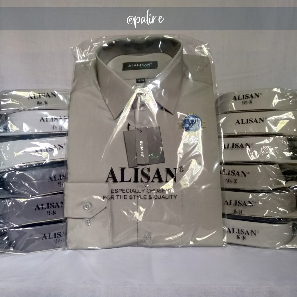 ALISAN KEMEJA ABU PRIA LENGAN PANJANG SLIMFIT ABU2