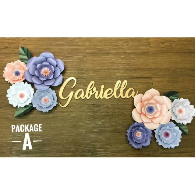 

paper flower signage set / bunga kertas & nama