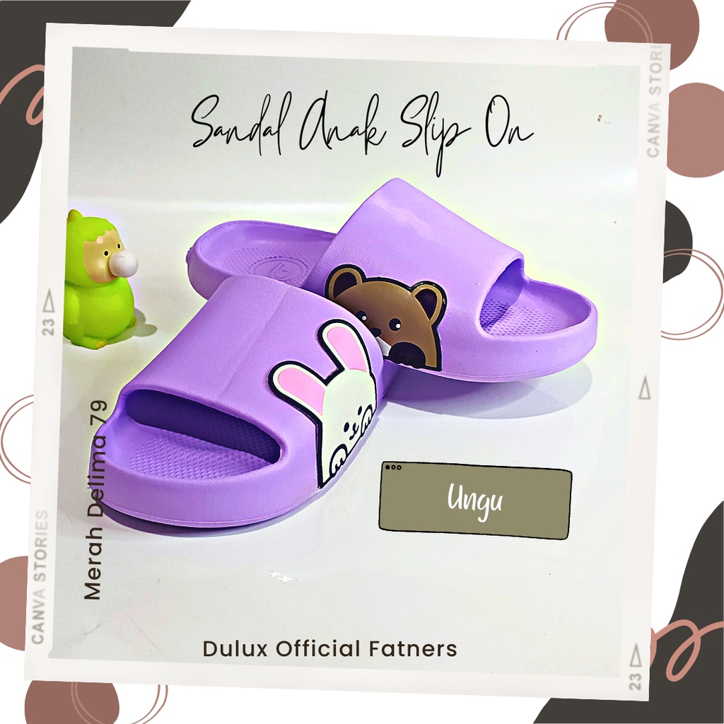 MD 79 - Sandal Anak Slip On Anak Laki Laki Perempuan Kartun BTS Terbaru / Sandal Anak Model Baru