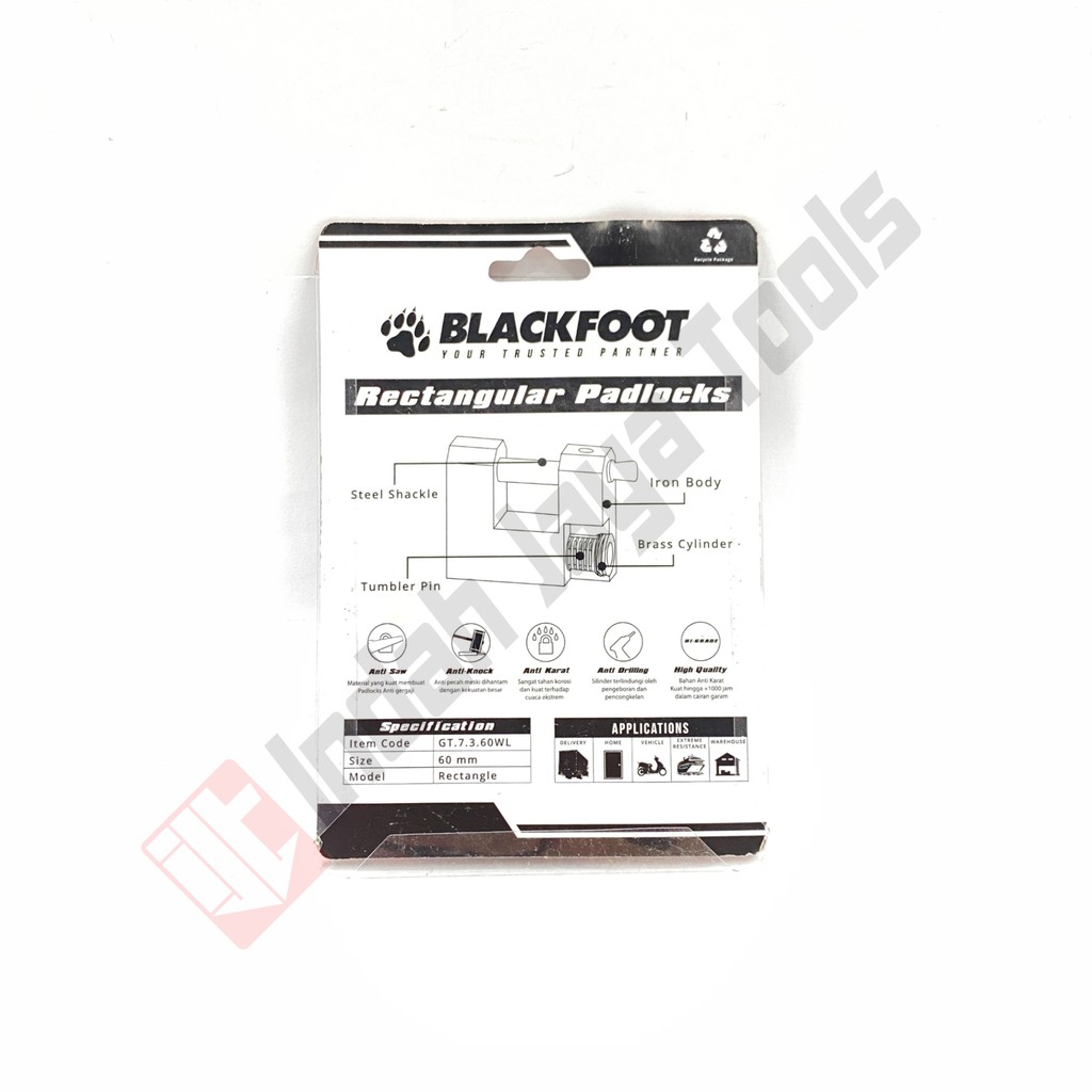 BLACKFOOT Rectangular Padlocks - Gembok Gudang Kotak Panzer Panser Anti Maling