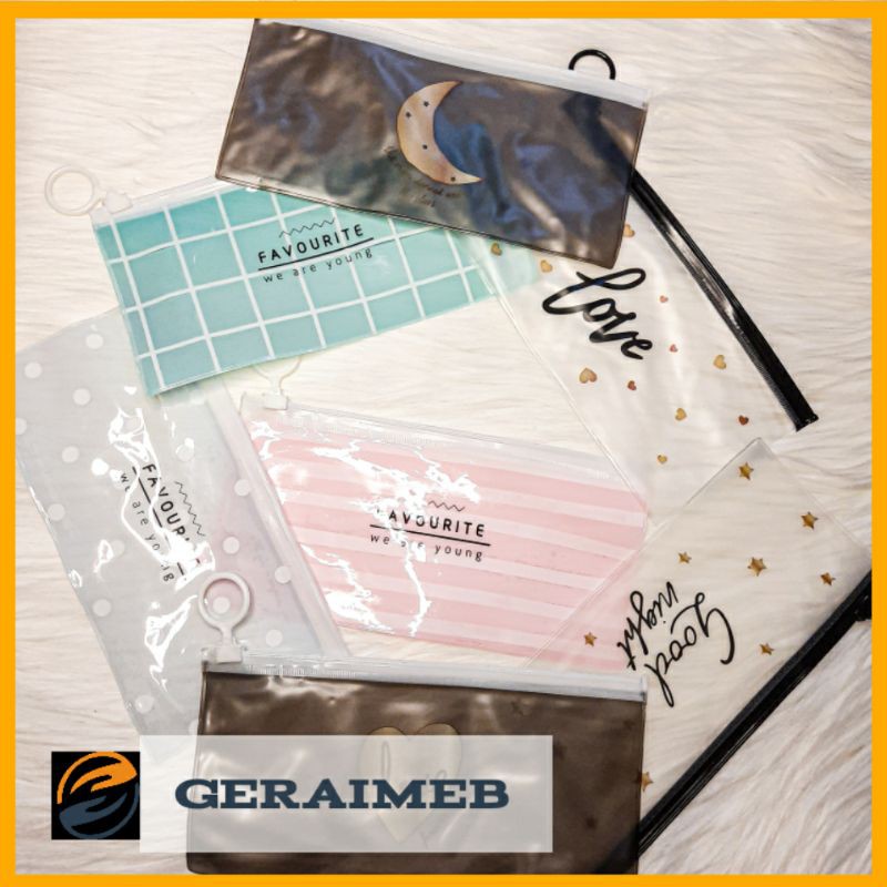 

tempat pensil zipper transparan