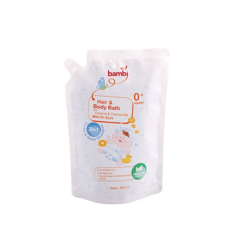 Bambi Hair &amp; Body Bath 450ml Refill 2 in 1 Hair Body