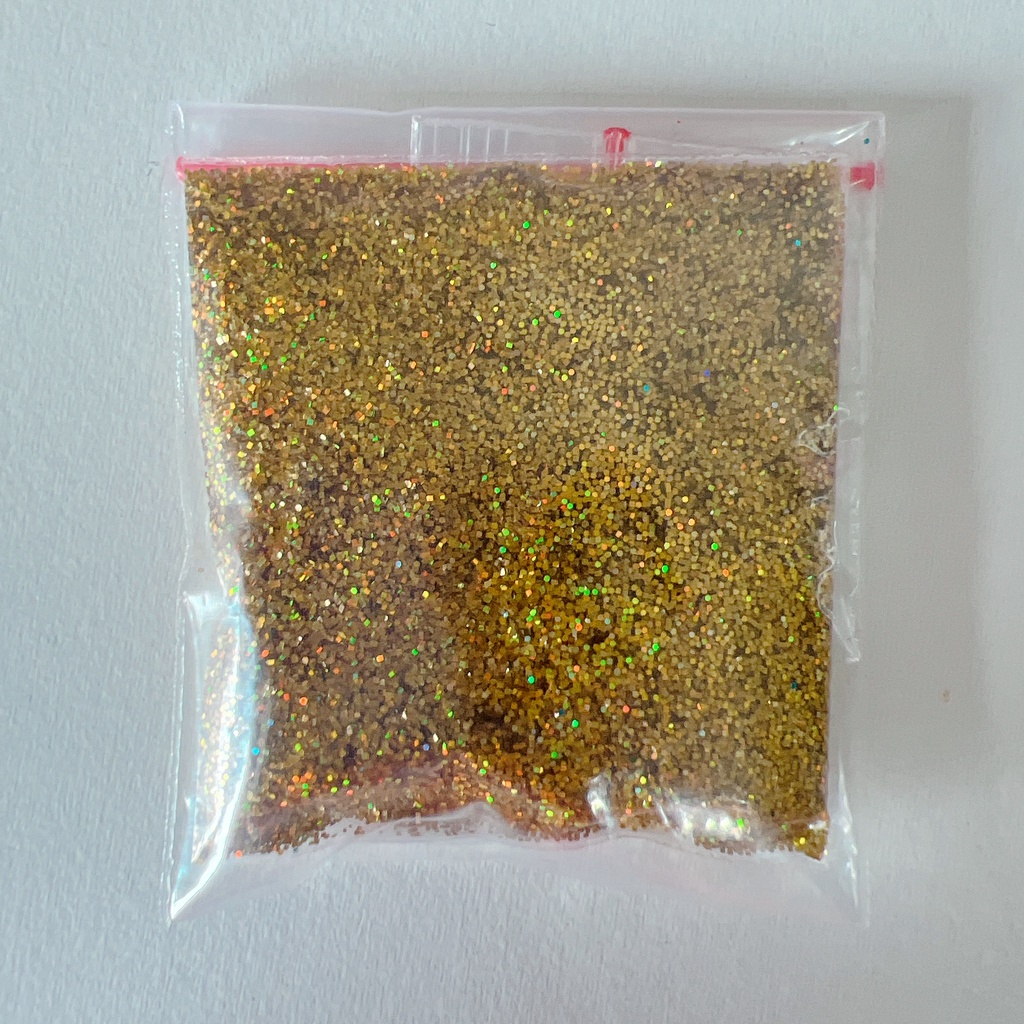 Sparkle Glitter HOLOGRAM GOLD 3gr 3gram Powder Serbuk Tabur Warna Warni Eceran Sablon Resin Pernak Pernik Hiasan Bubuk Padat DIY Kerajinan Kesenian Art Prakarya Seni Perlengkapan Bahan Craft Crafting Paint Painting Colour Color