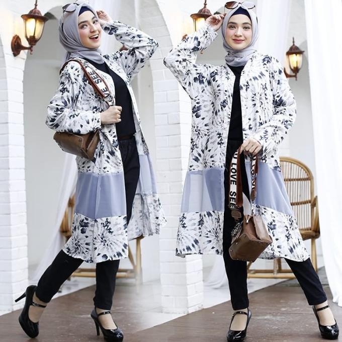 Termurah Fashion Baju Atasan Outer Cardigan Wanita Muslim Jumbo Katun Kekinian