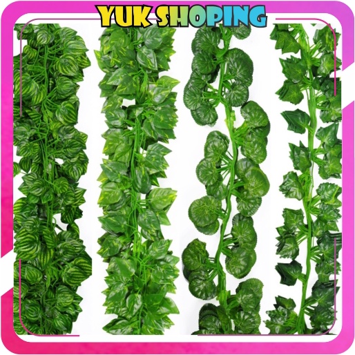 YUKSHOPING Daun Rambat Plastik Palsu Artificial Plastik Sulur Daun Imitasi Daun Hias Tanaman Gantung
