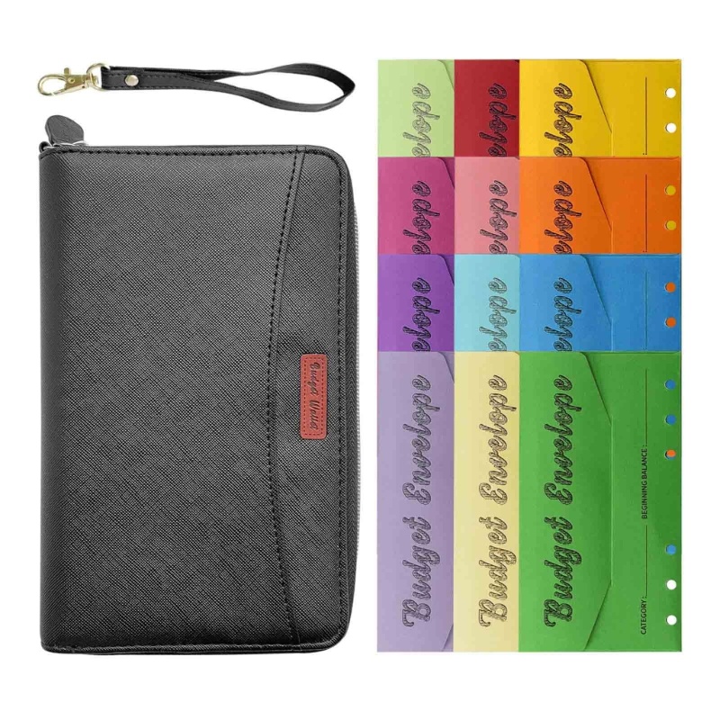 12 Pcs Dompet Budget Portabel Kapasitas Besar Bahan Kulit