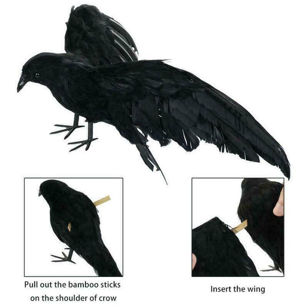 Solighter Halloween Simulasi Hewan Ornamen Dekoratif Props Crow