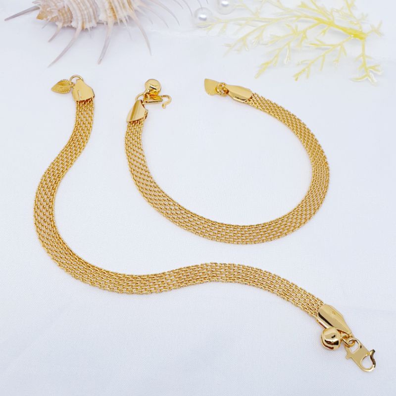 PROMO NEW gelang tangan tikar import gold colour 18cm