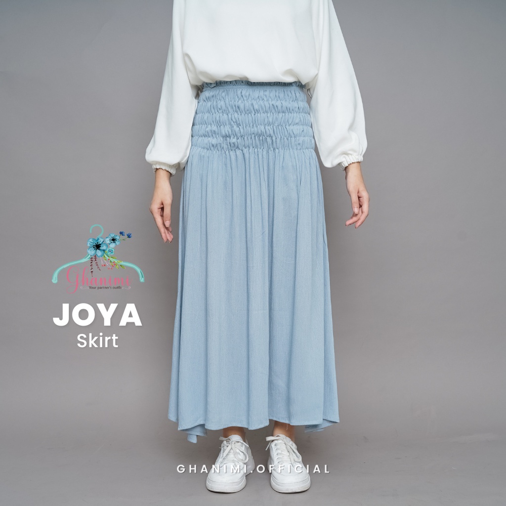 Ghanimi - Joya Skirt / Rok Crinkle Polos / rok span karet / rok sleting / rok korean style / rok aestetik / rok kondangan / rok pesta / bawahan kondangan / rok katun crinkle polos / rok flare / rok lebar / rok A line / rok kerut daily