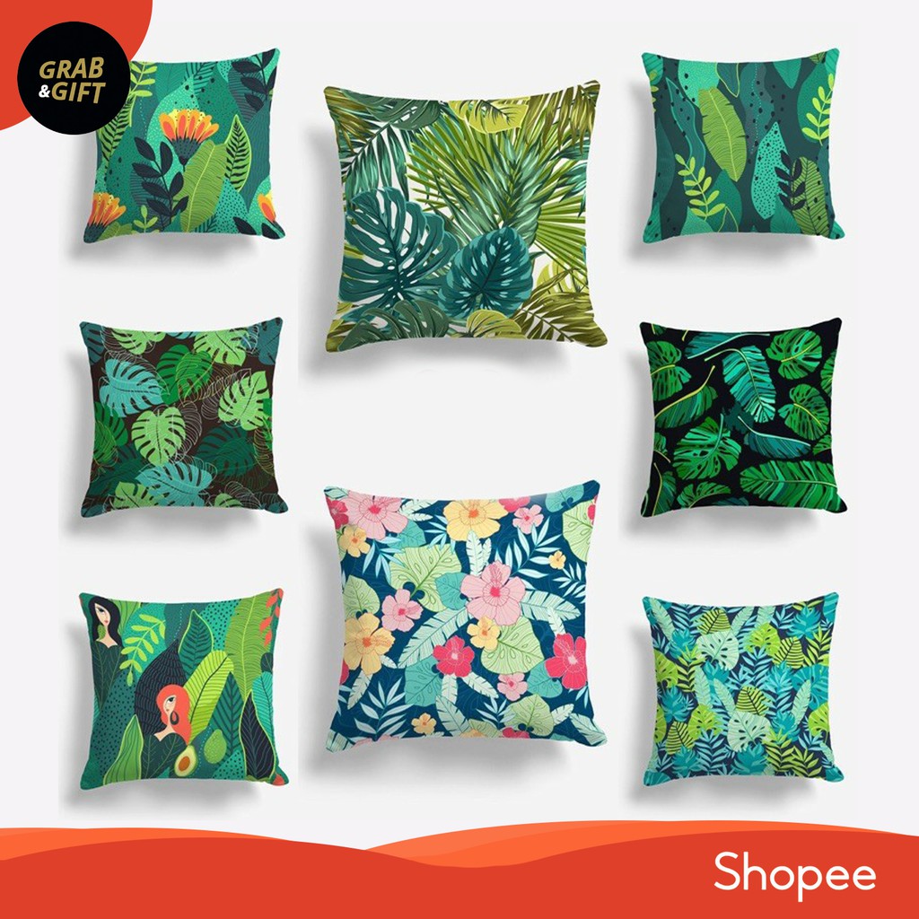 Bantal Sofa Motif Daun 40x40 Leaf Monstera Pillow Cushion