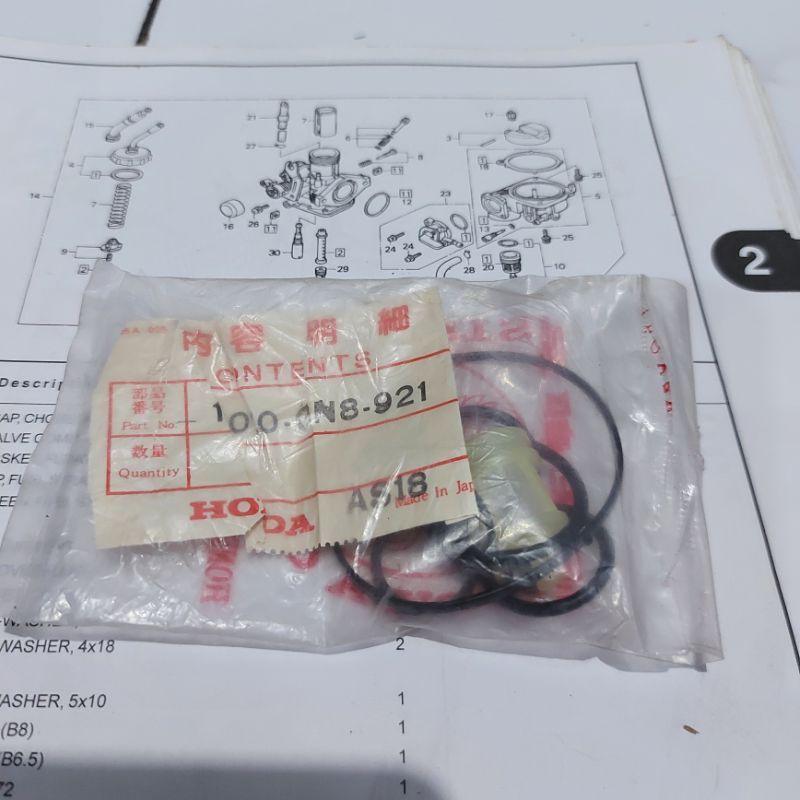 Seal O ring set Repairkit Karburator Honda Astrea Star Prima Original Japan