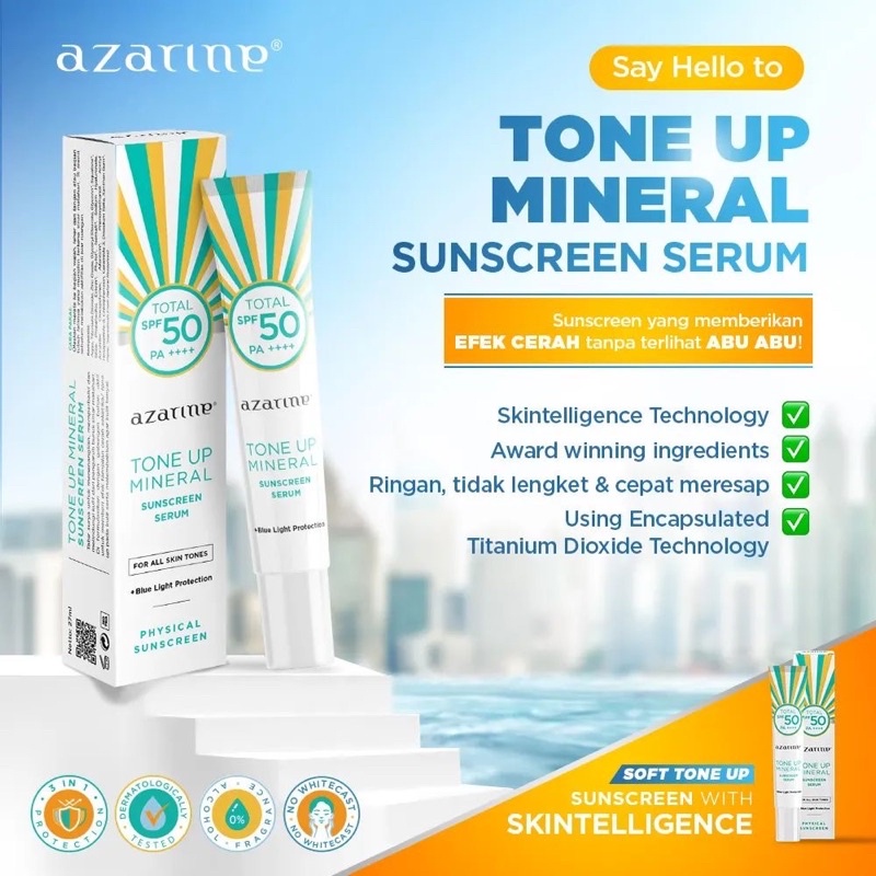 AZARINE Tone Up Mineral Sunscreen Serum SPF50 PA++++ 27ml