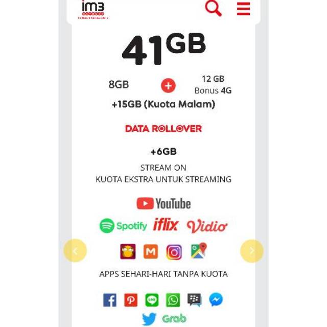Indosat Freedom Combo XL 41GB (dulu 20GB) Kuota Internet