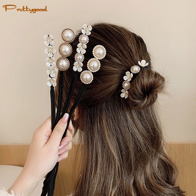 Ikat Rambut Korea Mutiara Bahan Karet Elastis Rambut Wanita -PD