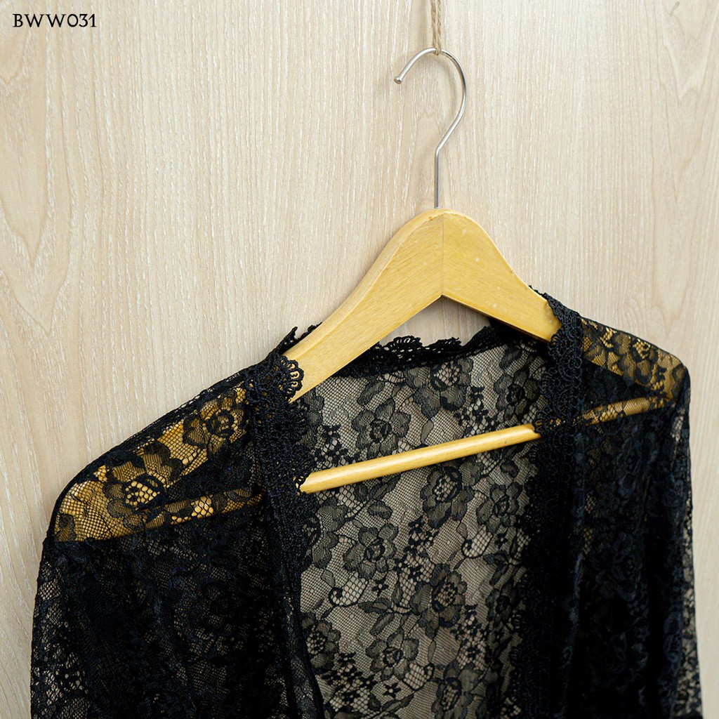 [PRODUK TERLARIS] CARDIGAN PESTA ASESORIS PENGANTIN BOLERO BRUKAT LACE HITAM BWW031