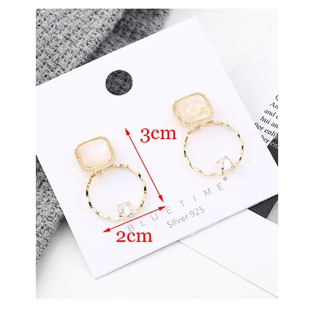 LRC Anting Tusuk Fashion Gold Plated Gold Circle Cutout S925 Silver Needle Earrings Y62825