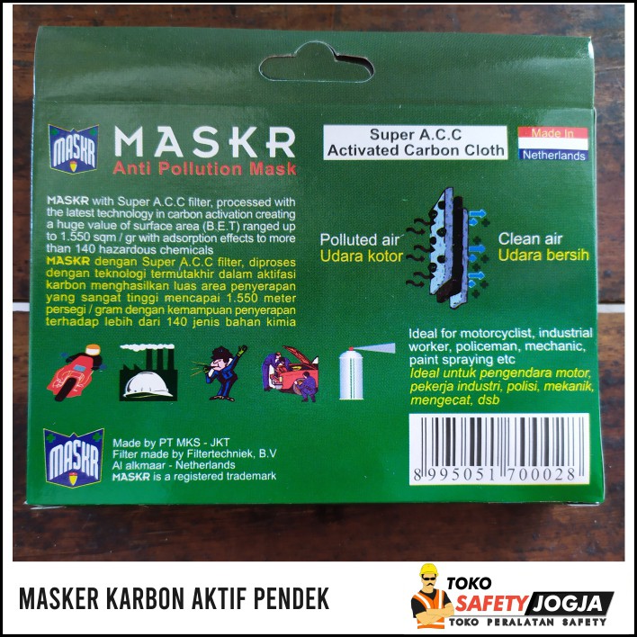 Masker Motor / Masker Mulut Anti Debu Hitam Karbon Aktif Pendek