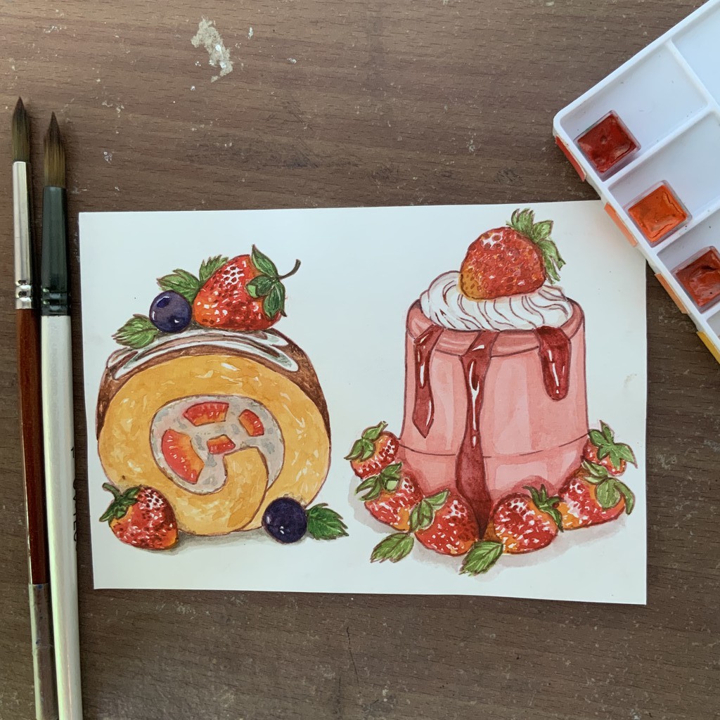 Food Illustration Watercolor/Ilustrasi Makanan/Lukisan Makanan