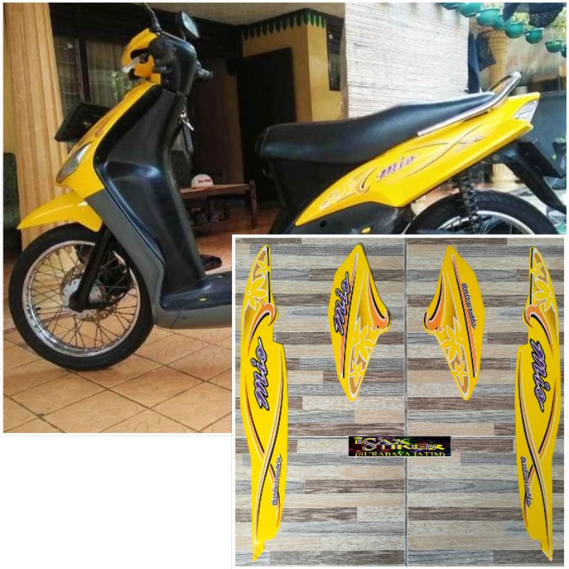 striping original Yamaha Mio sporty bunga kuning tahun 2004 2005