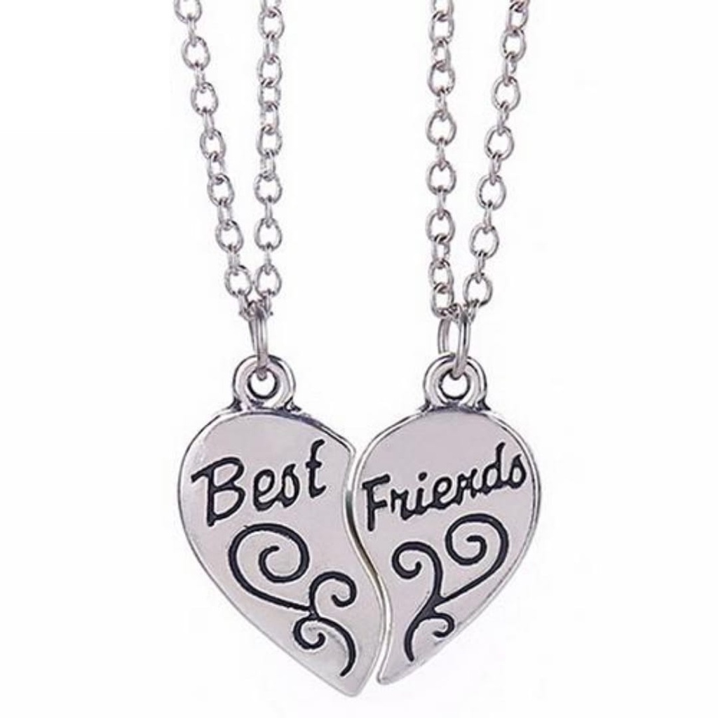 2pcs Kalung Best Friend Mini Kalung Rantai dengan Liontin Hati