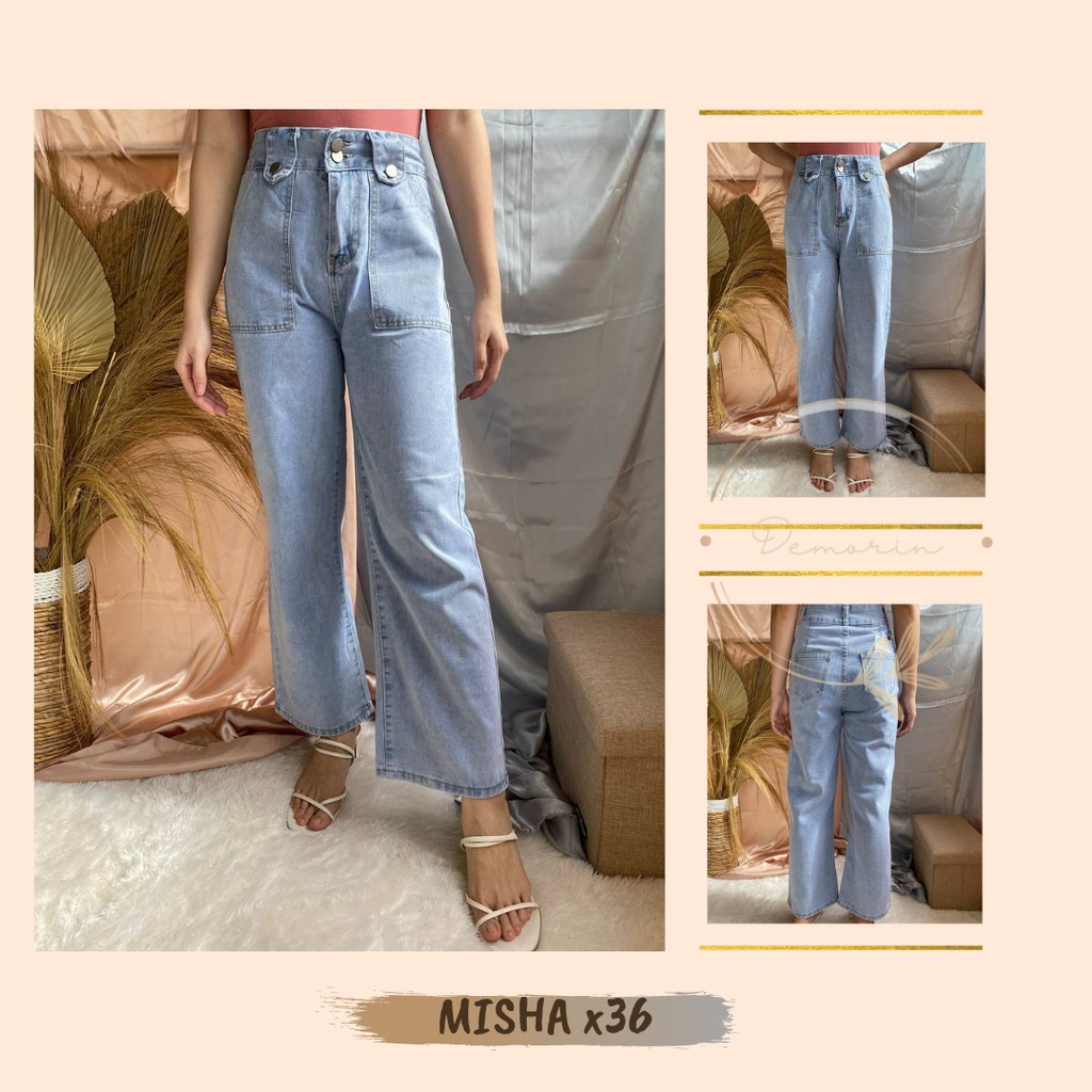  Celana  Panjang Kulot Jeans  High Waist Cullote Jeans  Wanita 